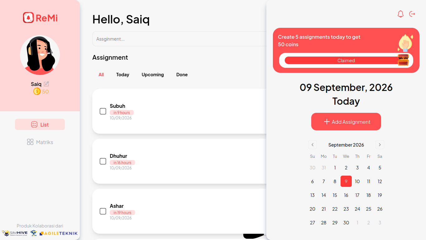 ReMi web project screenshot